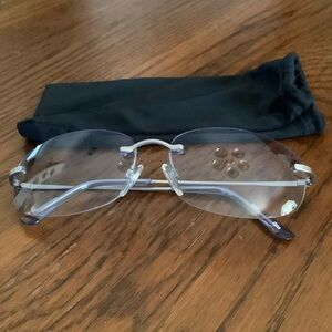 Silhouette Rimless Glasses with Silver and Purple Accents